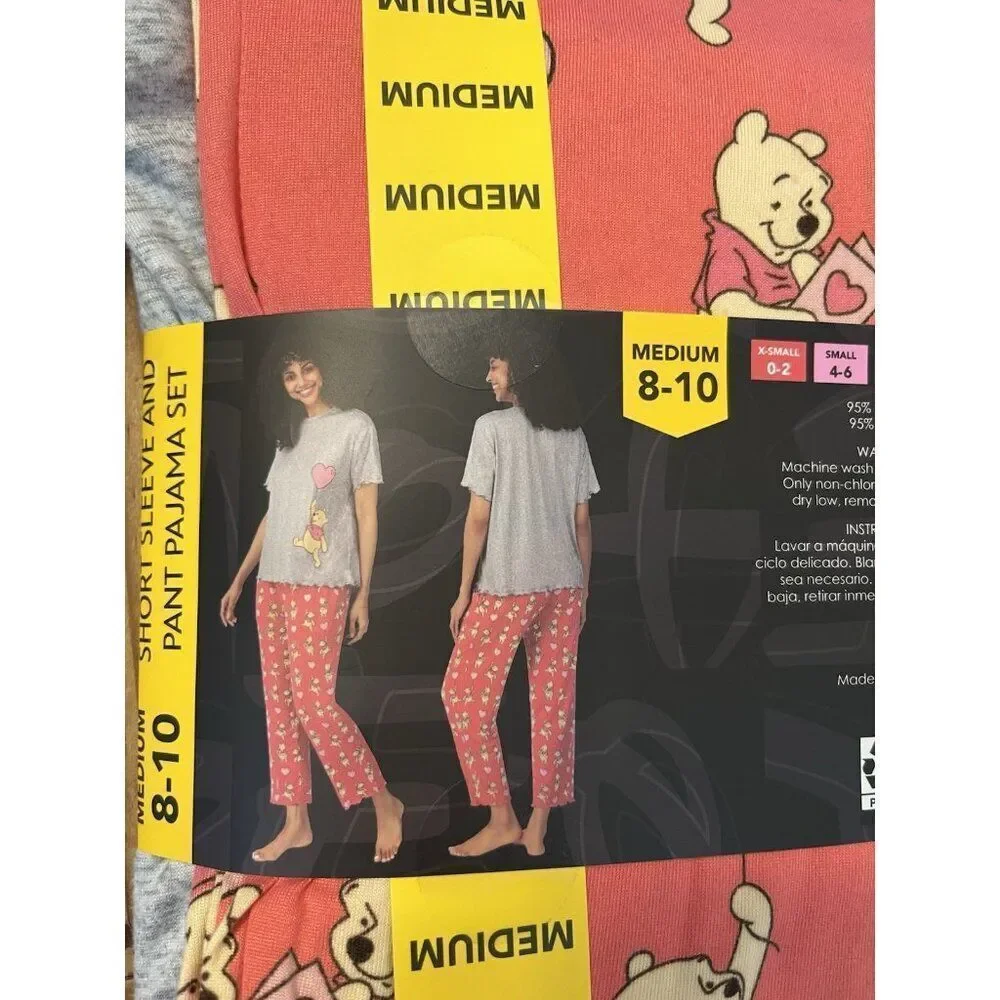Winnie the Pooh Girls Medium 8 - 10 Short Sleeve Top and Pajama Pants Set NWT